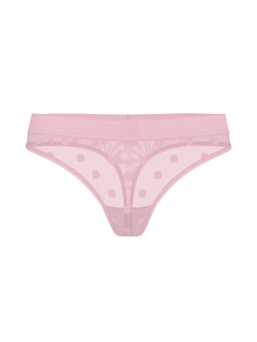 Бавовняні прозорі трусики-стрінги Victoria's Secret Cotton Sheer Heritage Logo Thong Panty (Розмір M) LN00053 фото