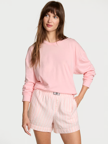 Фланелева піжама Victoria's Secret Flannel Long-Sleeve Short Tee-Jama Set (M) PJ00002 фото
