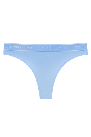 Бавовняні трусики-стрінги з логотипом Victoria's Secret Logo Cotton Thong Panty Cotton (розмір M) LN00013 фото